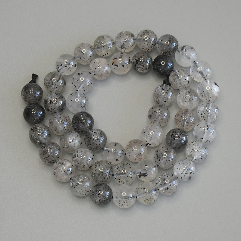 Herkimer Quartz Beads - Diamond Quartz Smooth Round Beads, 8mm, Length 40cm