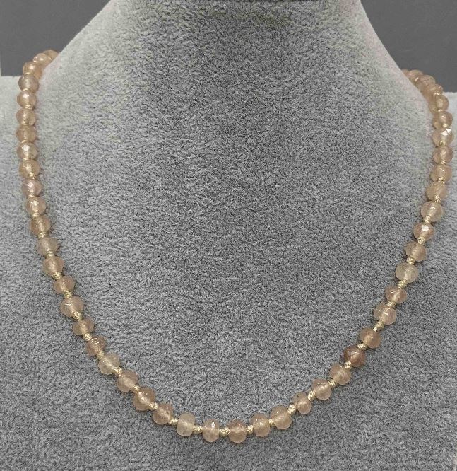 Synthetic Selenite Necklace with Faceted Rondels 6x4 mm, 50 cm length