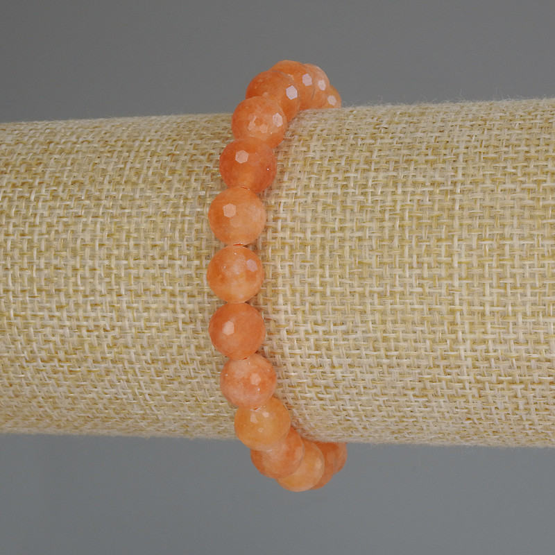 Mashan Nephrite Bracelet with Faceted Beads 8mm ±, Length 18 cm (Stretch)