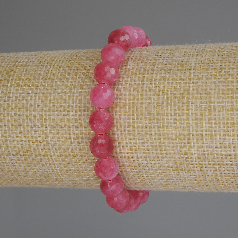 Tourmaline Bracelet with Faceted Beads, 8mm Diameter, 18cm Length (Stretch)