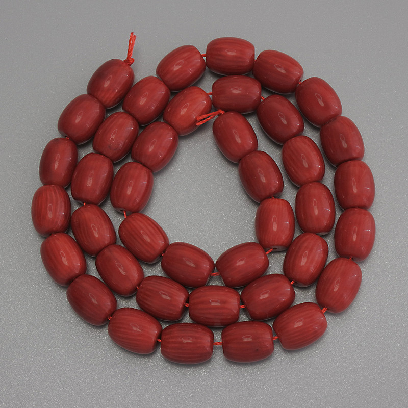 Coral barrel beads, diameter 10×8 mm, length 40 cm ± on thread