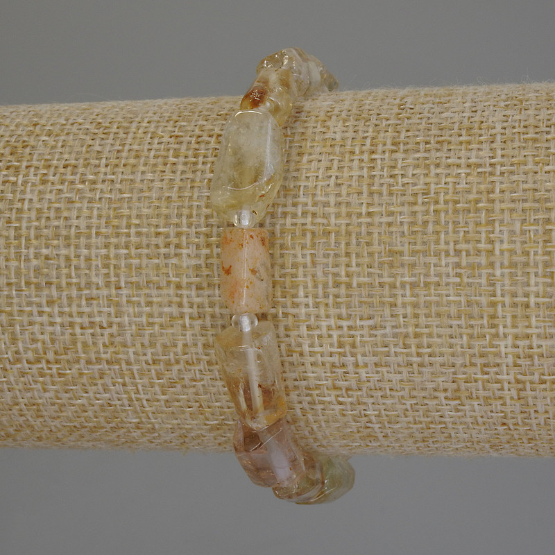 Citrine faceted bracelet, diameter 10-13×8 mm, length 18 cm, elastic