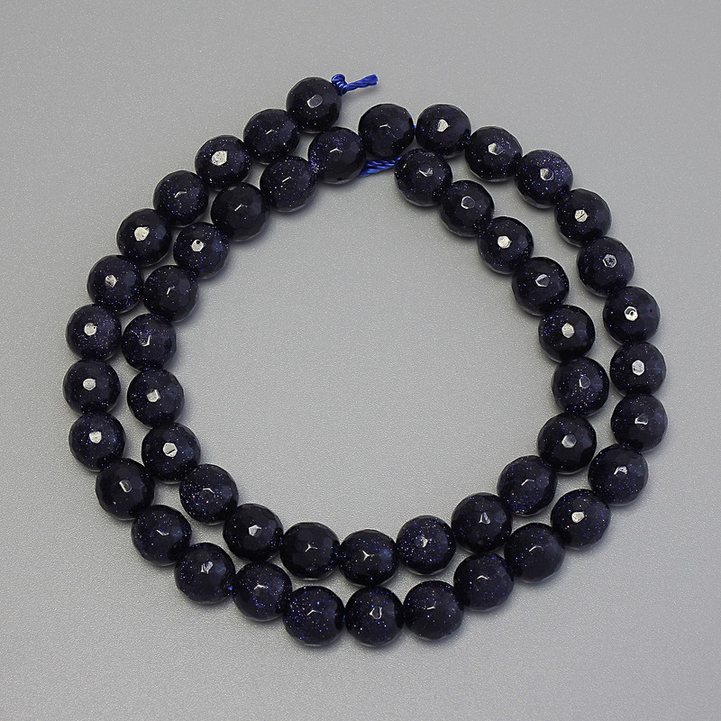 Aventurine Beads 'Night of Cairo' Faceted Bead, 7mm diameter ± on a thread, length 37 cm+