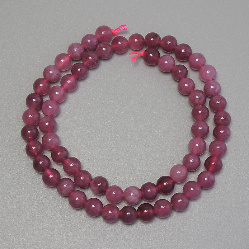 Tourmaline beads smooth round spheres, diameter 6.5 mm +/- on a thread, length 38 cm+