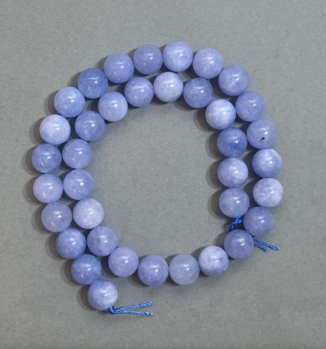Aquamarine Beads, Smooth Round, 10mm Diameter ± on Thread, Length 38cm+
