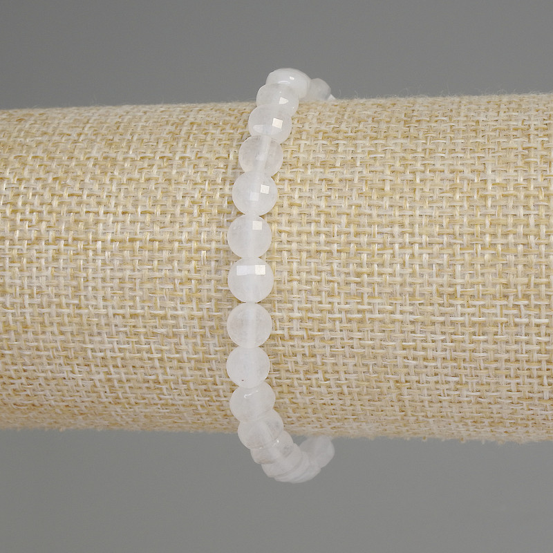 Bracelet with faceted rock crystal coin beads, 6mm, 18 cm long, elastic