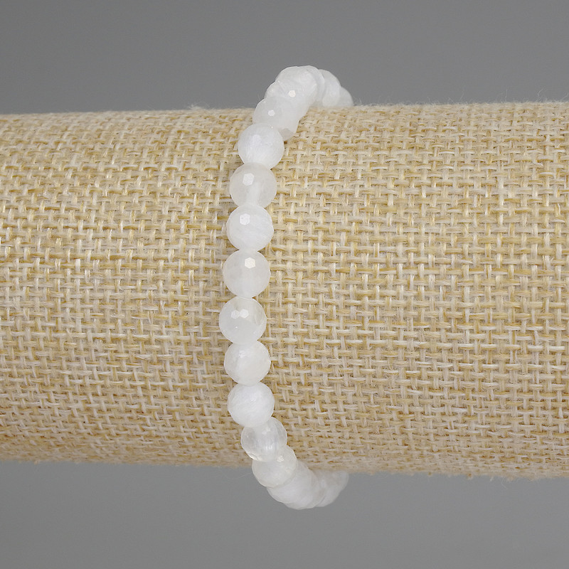 Bracelet with rock crystal, faceted bead 6mm, length 18 cm, stretch