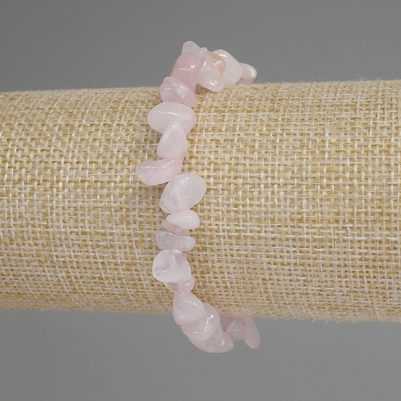 Rose Quartz Chip Bracelet, 6-9×3-5 mm, length 18 cm, stretch