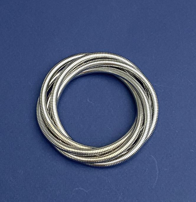Stretchy flexible silvery metal bracelet