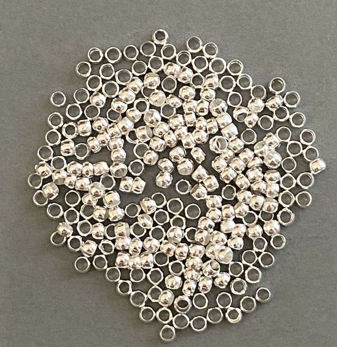 Crimp Fixers 'zakhypy', 3 mm diameter, silver color, 8 g