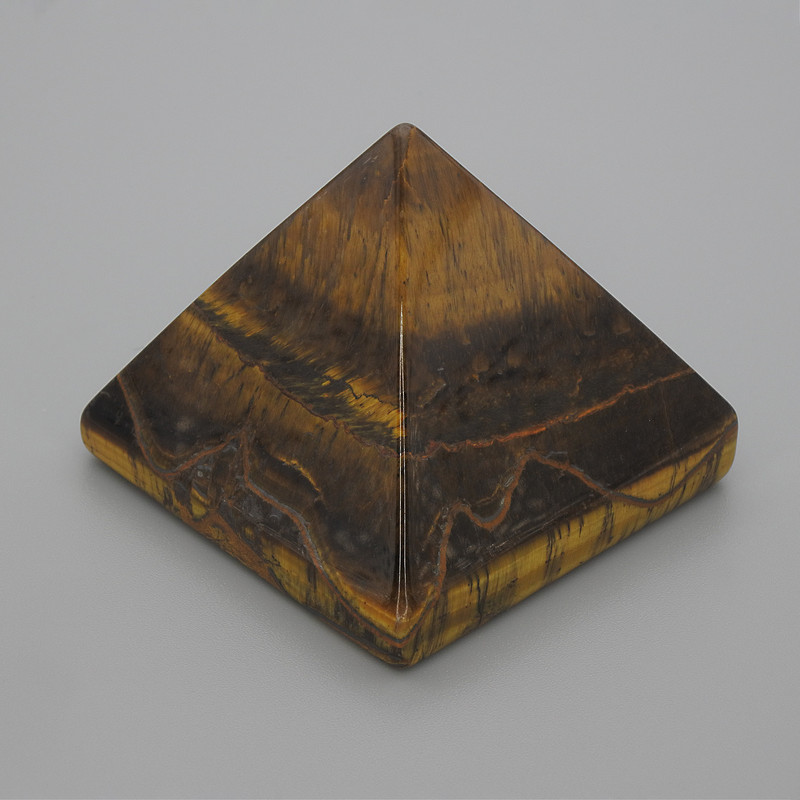Tiger's Eye Natural Stone Pyramid, approx. 38×38×33 mm