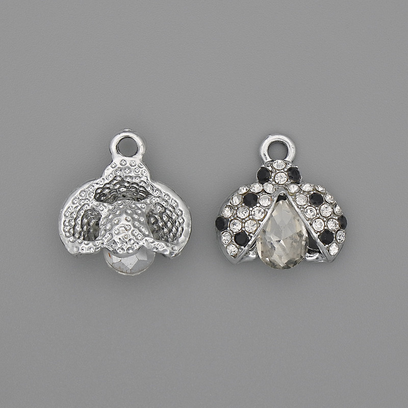 Pendant 'Sunshine' with crystals, silver-colored metal, diameter 15.5×15×5 mm ±, pack of 2 pcs