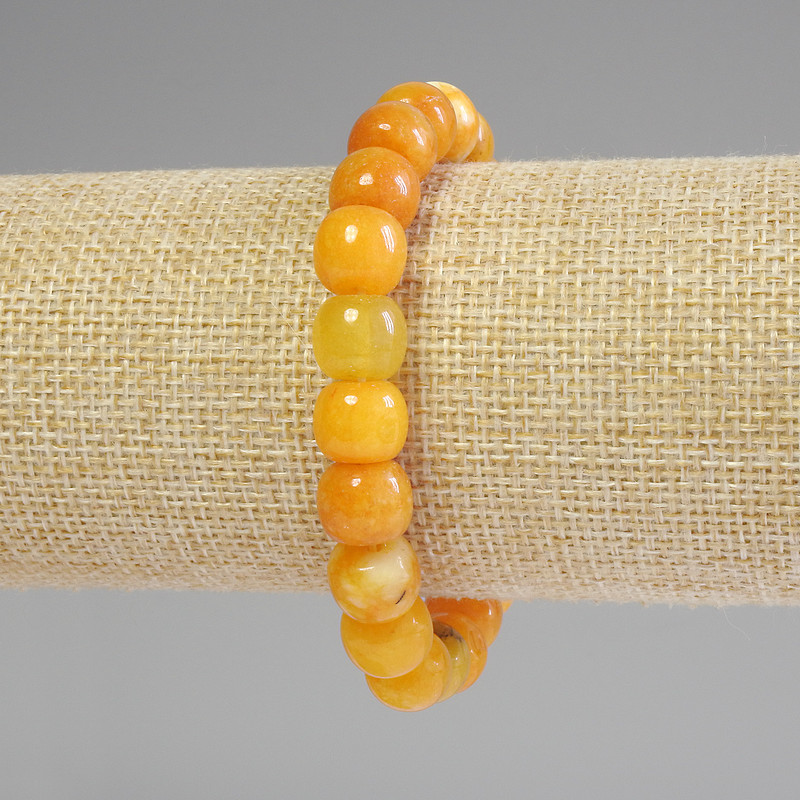 Citrine bracelet with rounded rondelle beads, 10×9 mm, length approx. 18 cm, stretch