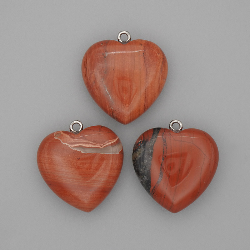 Heart Pendant Red Jasper 25x25x27mm+