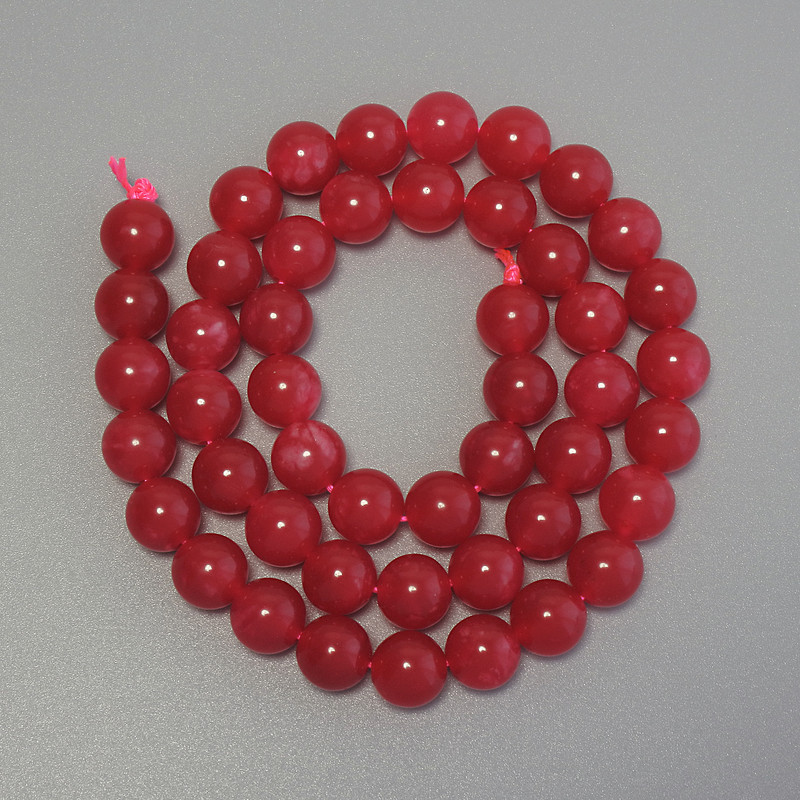 Tourmaline beads, smooth ball, 8mm diameter ± on thread, length 39cm+