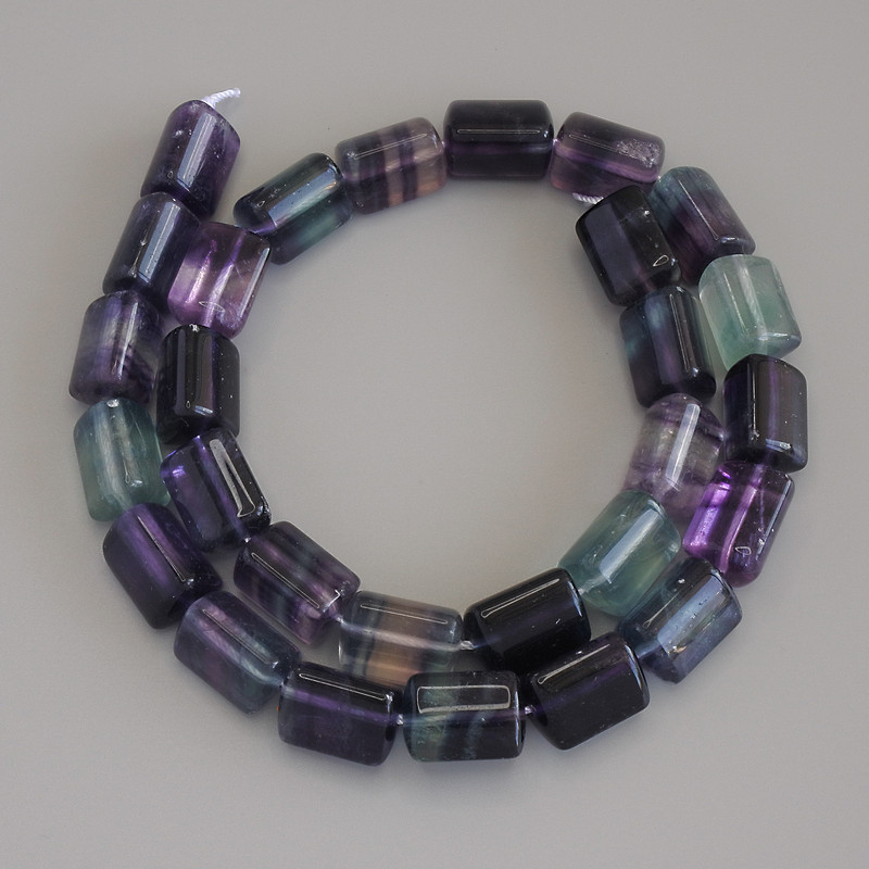 Fluorite beads, triangular beads, diameter 14×10×10×10 mm ± on thread, length 40 cm+
