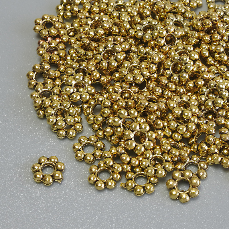 Gold-tone bead insert findings, metal color gold, diameter 6×1.5 mm ±, hole diameter 2.2 mm ±, packaging 20 g (~144 pcs)