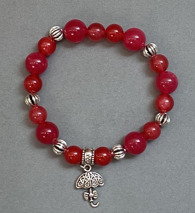 Tourmaline Bracelet with Smooth Beads 8mm–10mm, with Metal Inlays, Length 18cm, Stretch