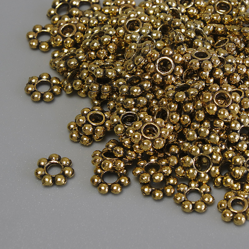 Gold-tone bead inserts, diameter 6 x 1.5 mm, hole diameter 2 mm, packaging 20 g (~132 pcs)