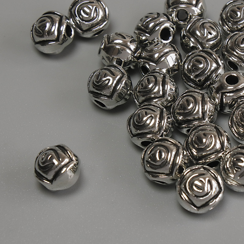Bead-insert Flower, silver color metal, 7mm diameter ± hole 2mm ± packaging 20g (~21 pcs)