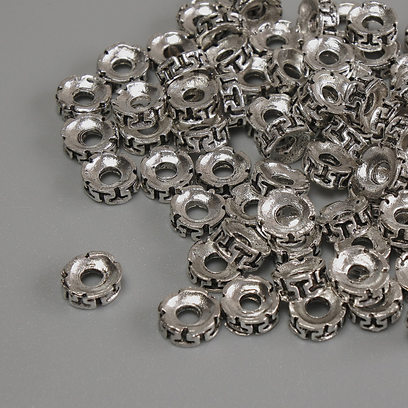 Bead insert, silver metal color, diameter 5.5×2 mm, hole diameter 2.3 mm, packaging 20 g (~74 pcs)