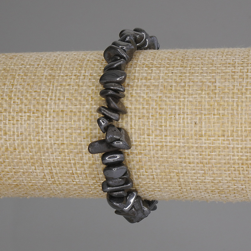 Hematite Chips Bracelet, diameter 8-11x4-6 mm, length 18 cm, stretch