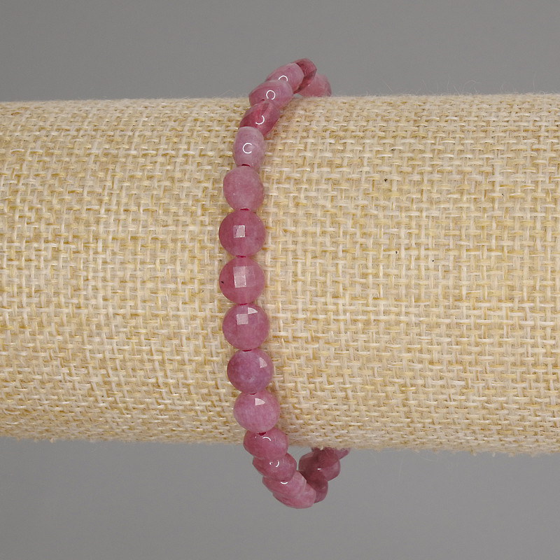 Stretch Bracelet with Faceted Tourmaline Coins, 6 mm Diameter, 18 cm Length