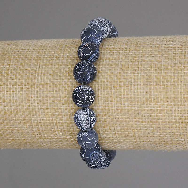 Bracelet Frosty Agate smooth bead, diameter 10 mm, length 18 cm +/- stretch