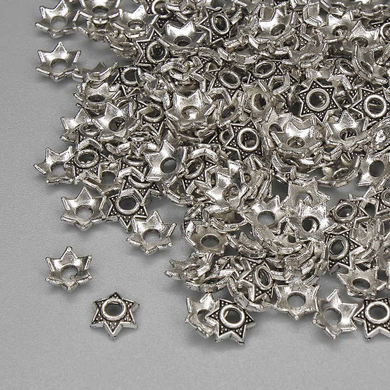 Bead cap findings, silver metal color, diameter 5.5×1 mm ± hole 1.9 mm ± packaging 20 g (~177 pcs)