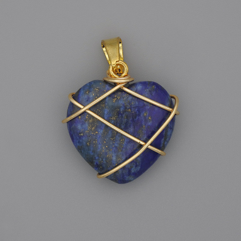 Pendant Heart in Azurite Weave, 21x21 mm ±, Diameter 30 mm ±