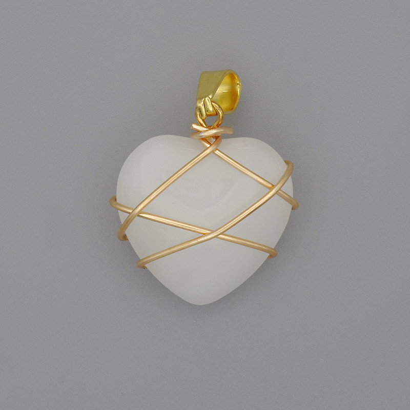 Pendant Heart in Interlace with Rock Crystal 21x21 mm ±, diameter 30 mm ±
