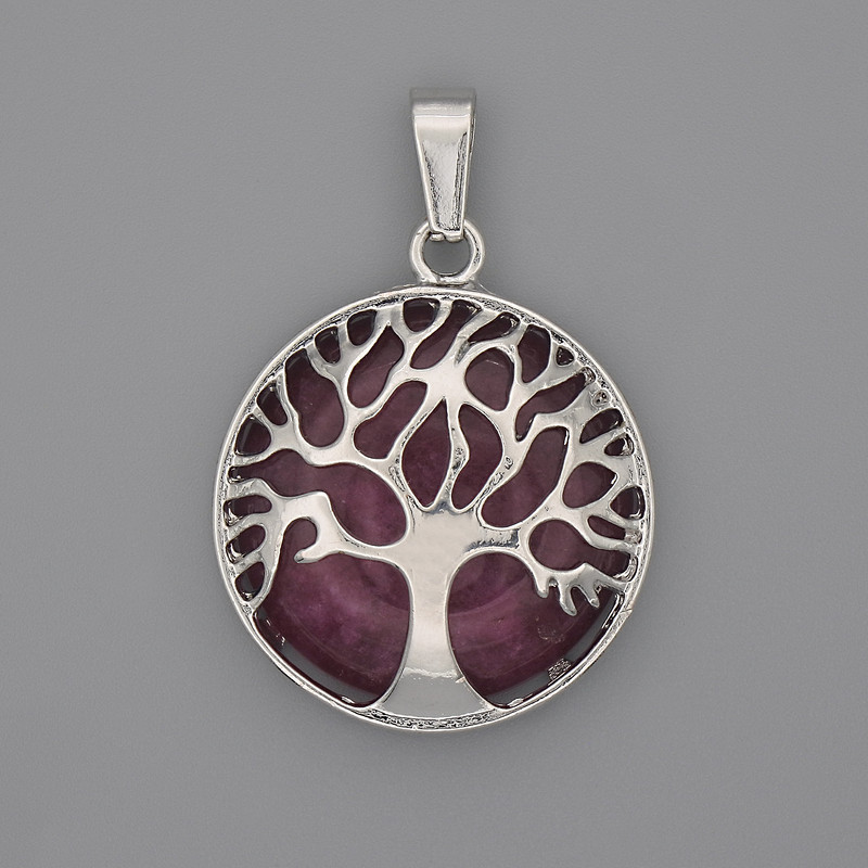 Pendant Tourmaline in a 'Tree' bezel, diameter 27 mm ±, length 37 mm ±