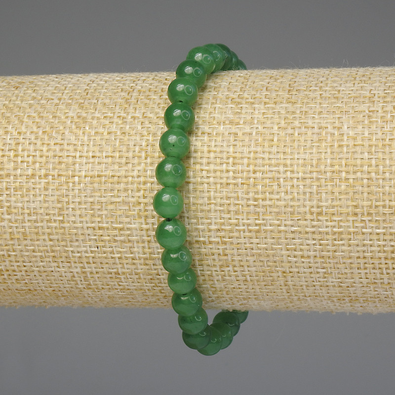 Chrysoprase bracelet with smooth 6mm beads, 18 cm length, stretch