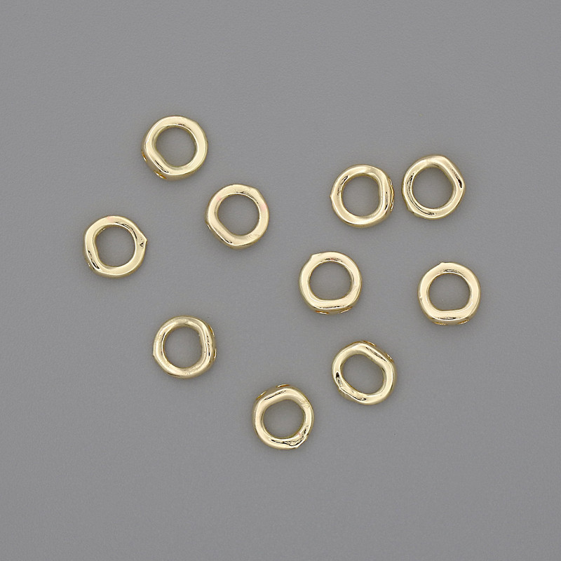 Two-row connecting jump rings, 5×2 mm diameter with opening about 3.3 mm, gold-tone metal, packaging 10 pcs