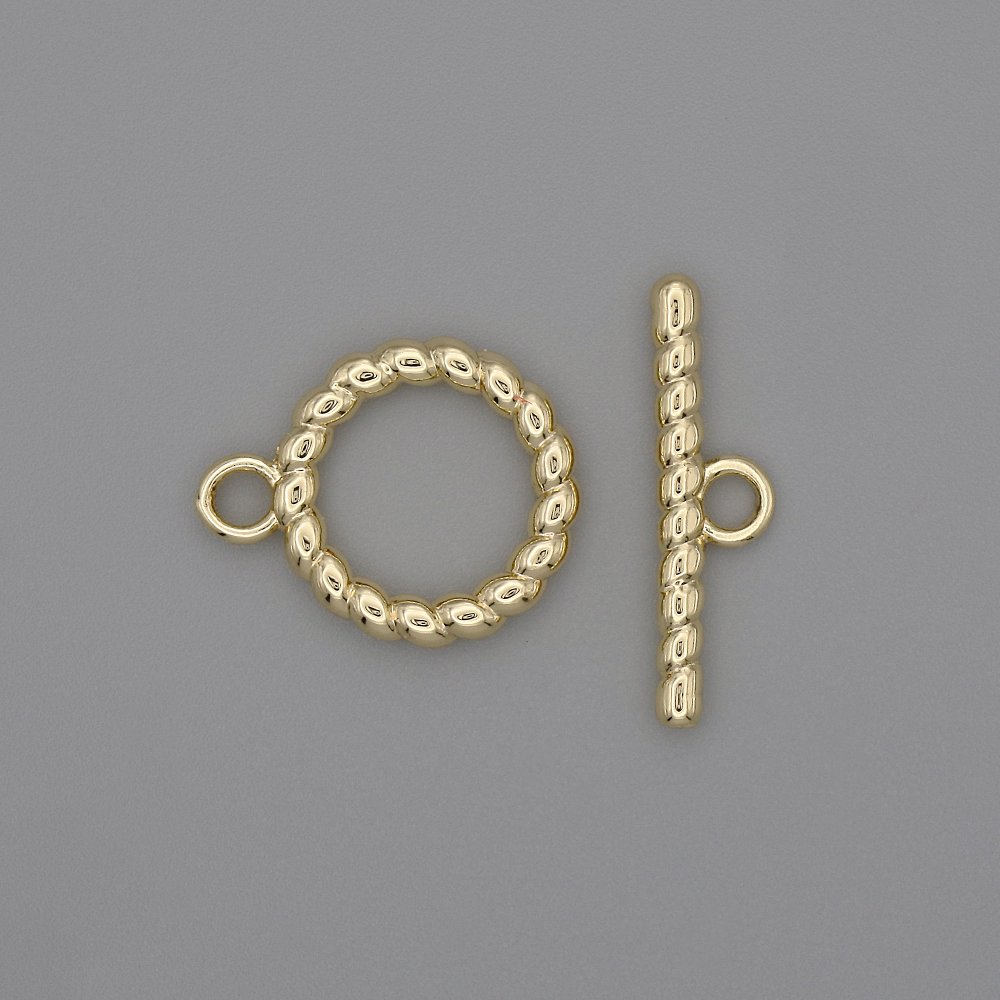 Toggle clasp hardware, diameter 22×2, 5mm ± circle, diameter 15mm ±, hole diameter 10mm ±, gold-tone metal