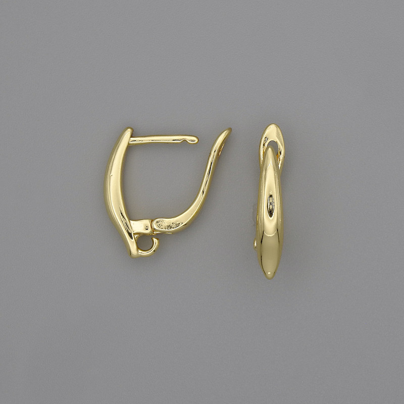 Gold-tone metal ear hooks 16x3 mm - pair