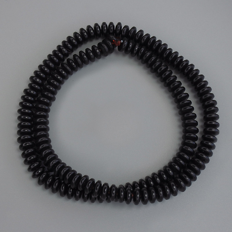 Black Hematite Beads Rondelle 6×2.5 mm on Beading Thread, Length Approximately 40 cm+