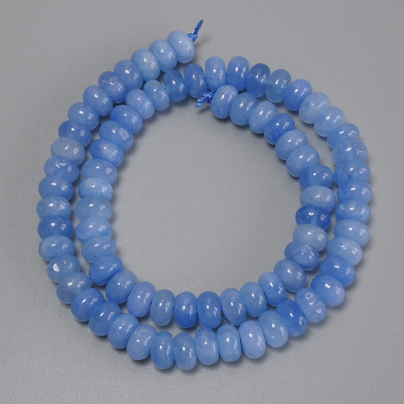 Aquamarine Rondelle Beads, diameter 8x5 mm, length 38 cm on thread