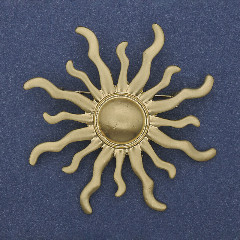 Brooch Yarilo Gold-Tone Matte Enamel Gold Metal 69mm+