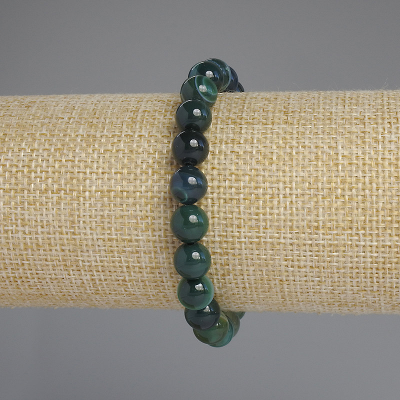 Cat's Eye Stone Bracelet with Smooth Beads, 8mm Diameter, 18 cm Length, Stretch