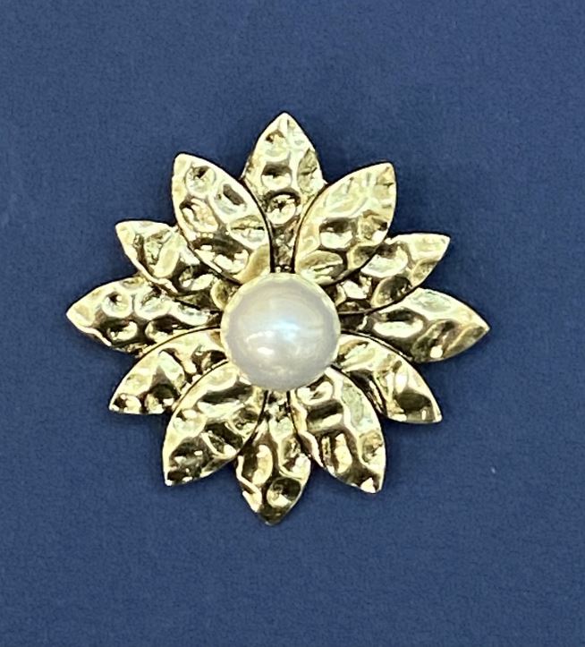 Brooch pendant 'Pearl Flower' Gold-Tone Metal 40mm+