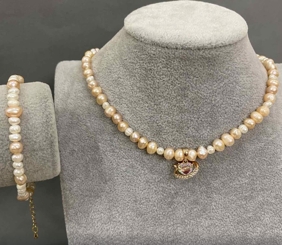 Freshwater Pearl Jewelry Set 4.5×4–6.5×6 mm+
