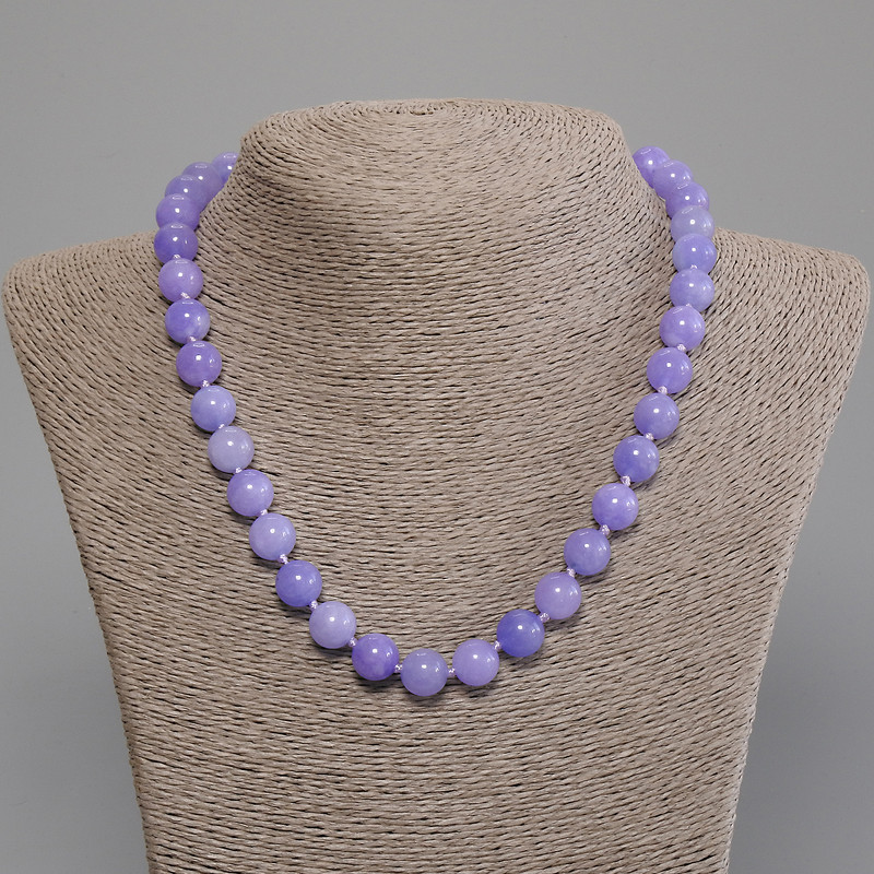 Aquamarine Necklace with Smooth Beads, 10 mm Diameter, 50 cm Length, with Clasp