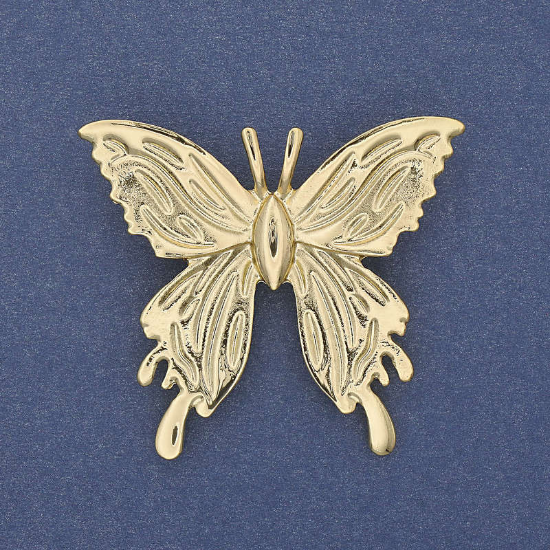 Brooch 'Butterfly' golden metal 45x42mm+