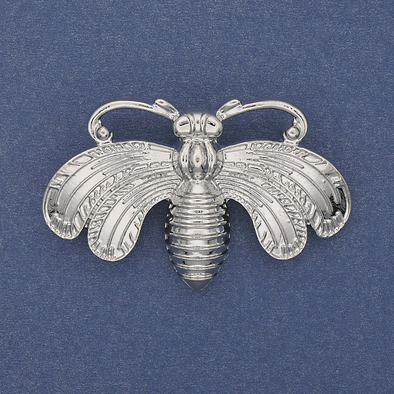 Brooch Butterfly, silver-toned metal, 50×33mm+