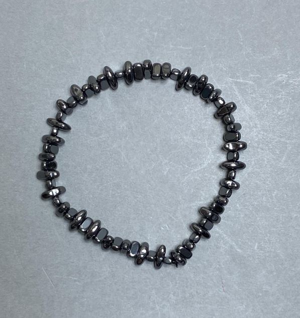 Hematite Bracelet, Faceted, Diameter 6-9×2.5 mm, Length 18 cm Stretch