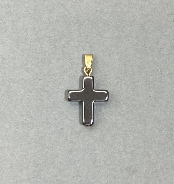 Hematite Cross Pendant 25x14mm+