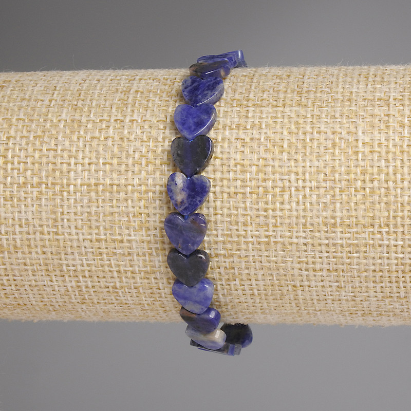 Sodalite Heart Bracelet, 8mm Beads, 18 cm Length, Stretch Bracelet