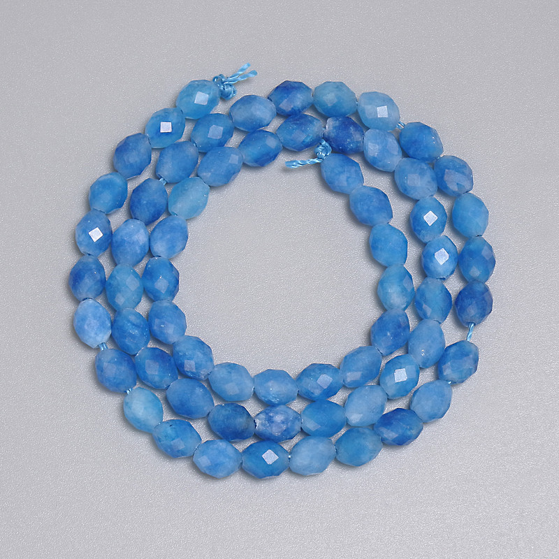 Aquamarine Beads Faceted Rondelle 8x5mm, Length approx. 37 cm, on Thread