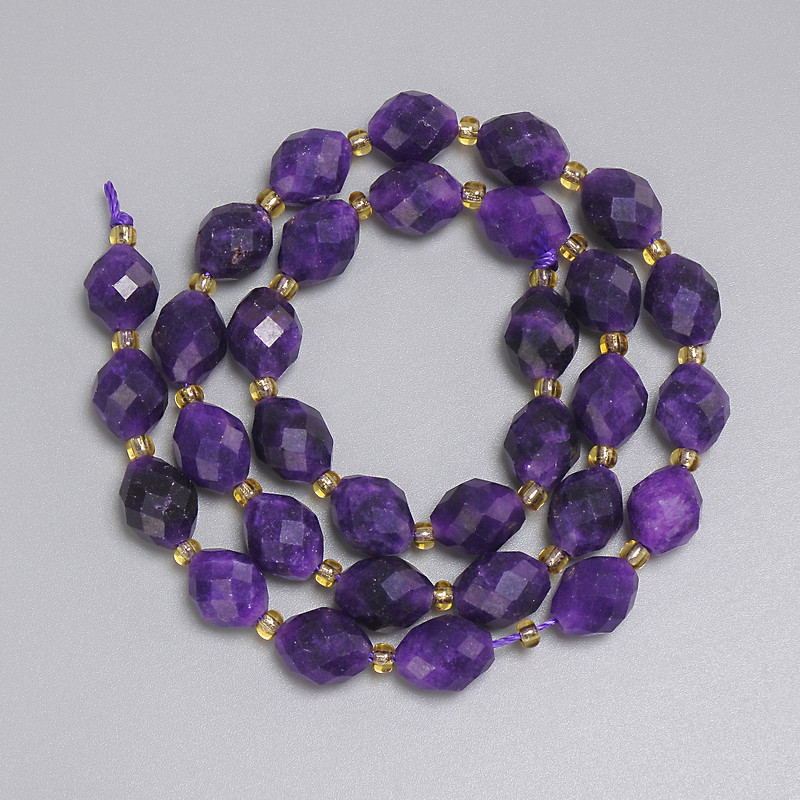 Sugilite Beads - Faceted Grain 10x8mm on Thread